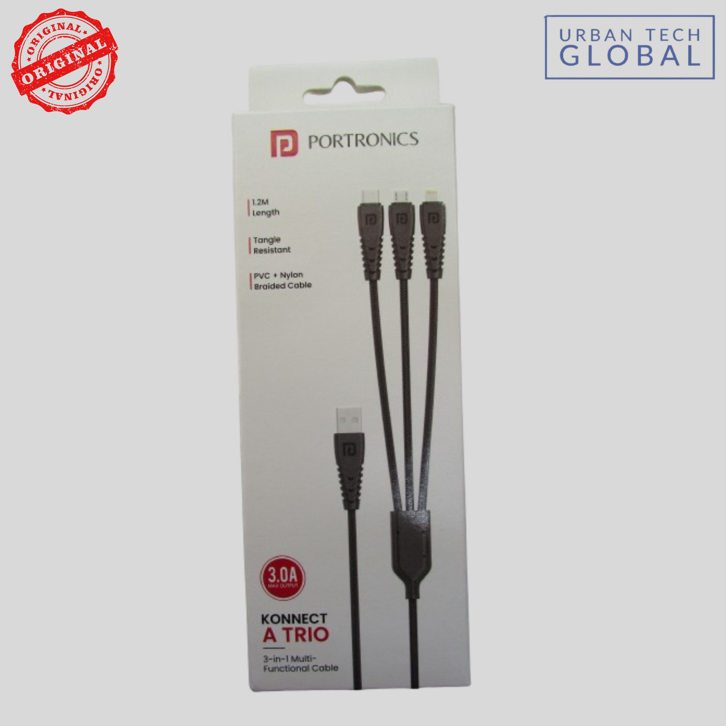 PORTRONICS Konnect A Trio 3 IN 1 Multi-Functional Cable 1.2MTR