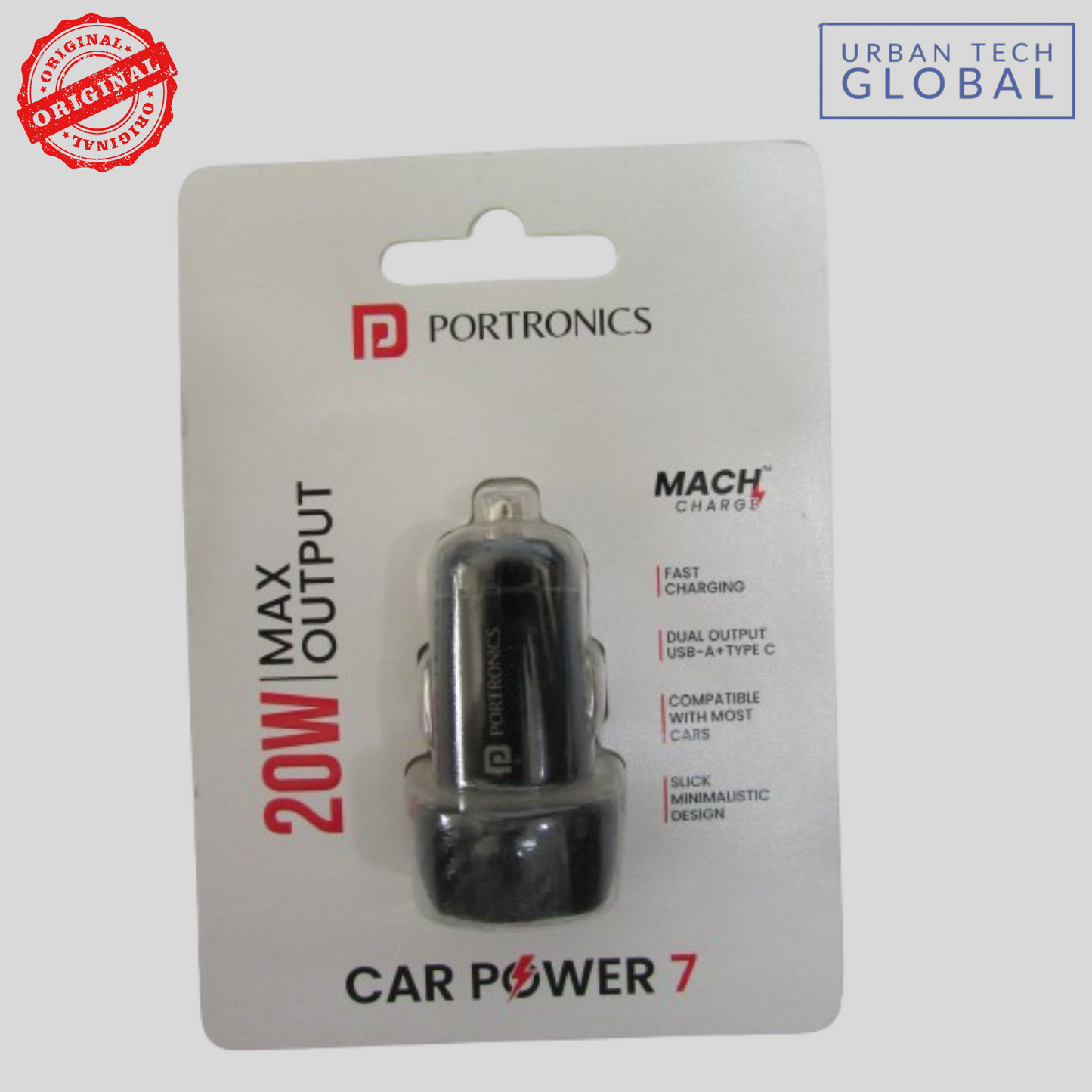 PORTRONICS Car Power 7 Type C And USB 20W Max Output Fast Chargning