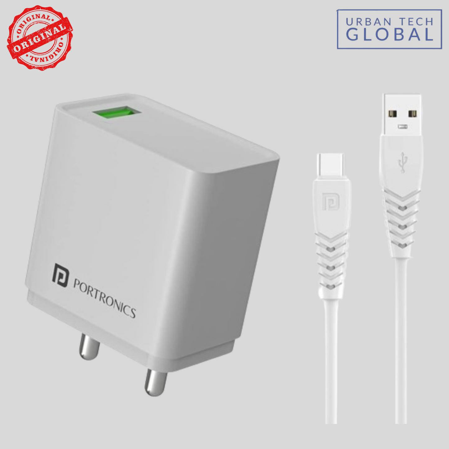 PORTRONICS Adapto One 18W USB Port With Type C Cable