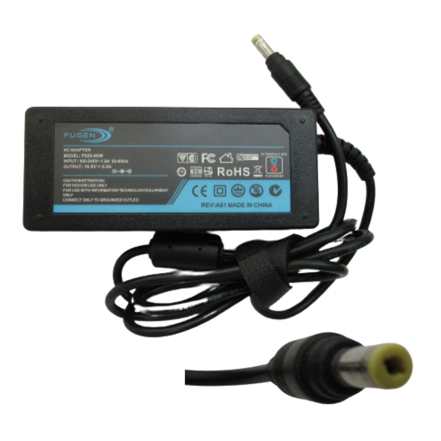 FUGEN Compatible Charger 65W Yellow Pin For HP