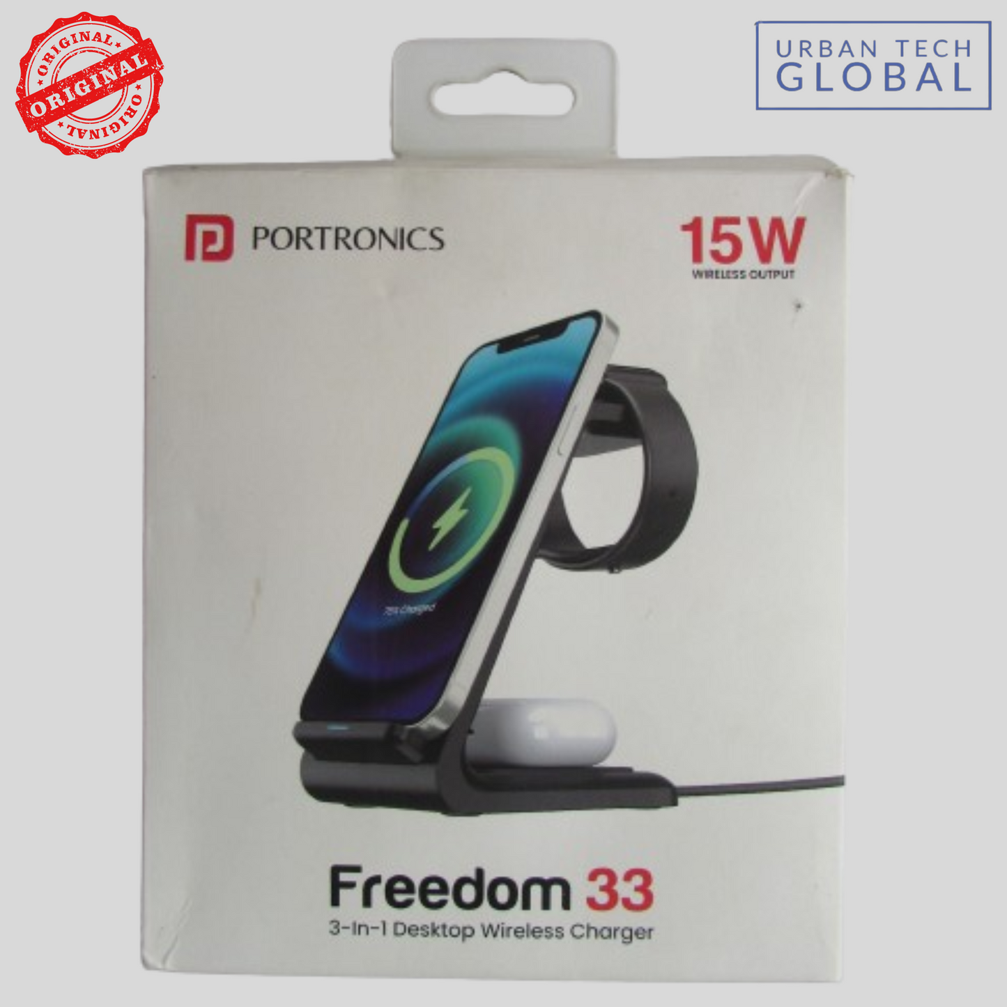PORTRONICS Freedom 33 3 IN 1 Desktop Wireless Charger 15W